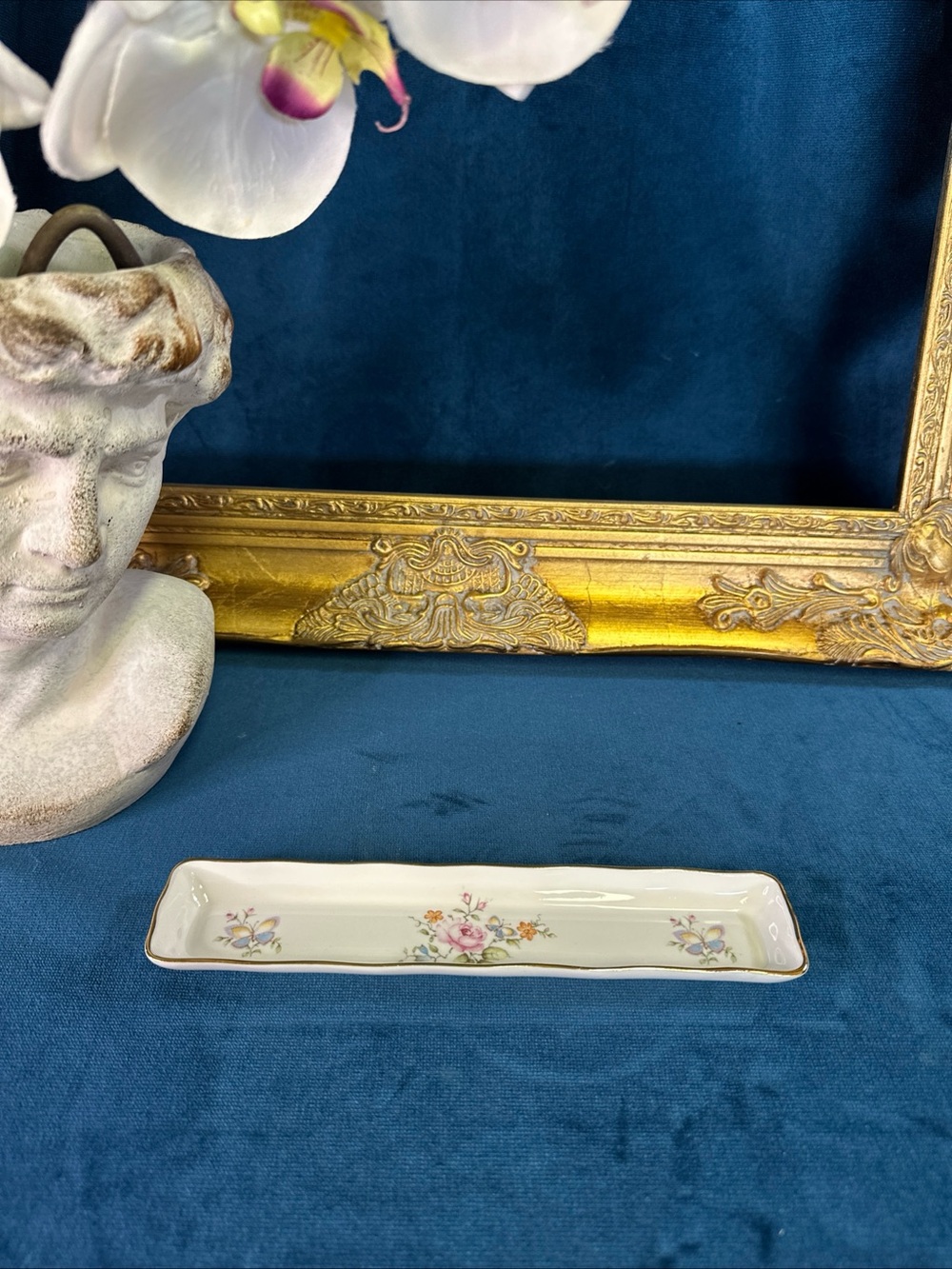 Royal Staffordshire England Rose Butterfly Mint Dish Pen Holder Bone China 8.5”